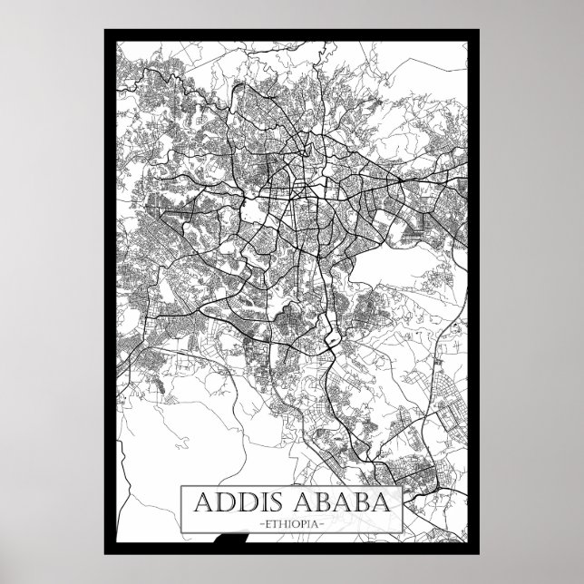 Addis Ababa Ethiopia Map Poster (Front)