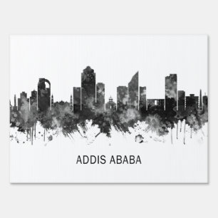 Addis Ababa Ethiopia skyline BW Sign