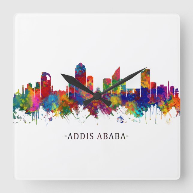 Addis Ababa Ethiopia skyline Square Wall Clock (Front)