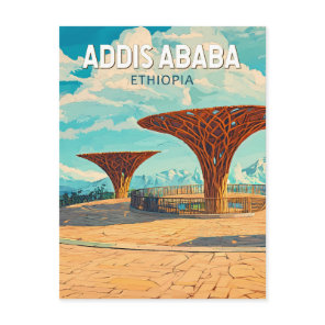 Addis Ababa Ethiopia Travel Art Vintage Postcard
