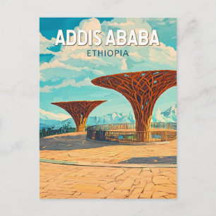 Addis Ababa Ethiopia Travel Art Vintage Postcard