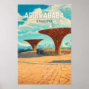 Addis Ababa Ethiopia Travel Art Vintage Poster