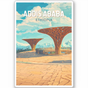 Addis Ababa Ethiopia Travel Art Vintage Sticker