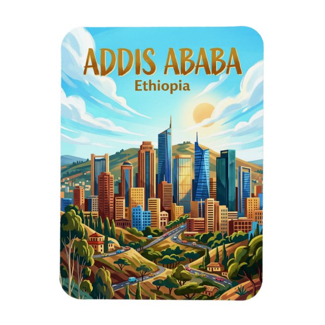 Addis Ababa Skyline Ethiopia Magnet (Vertical)