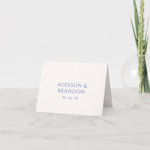 Addison Blue Classic Elegant Wedding Thank You Card