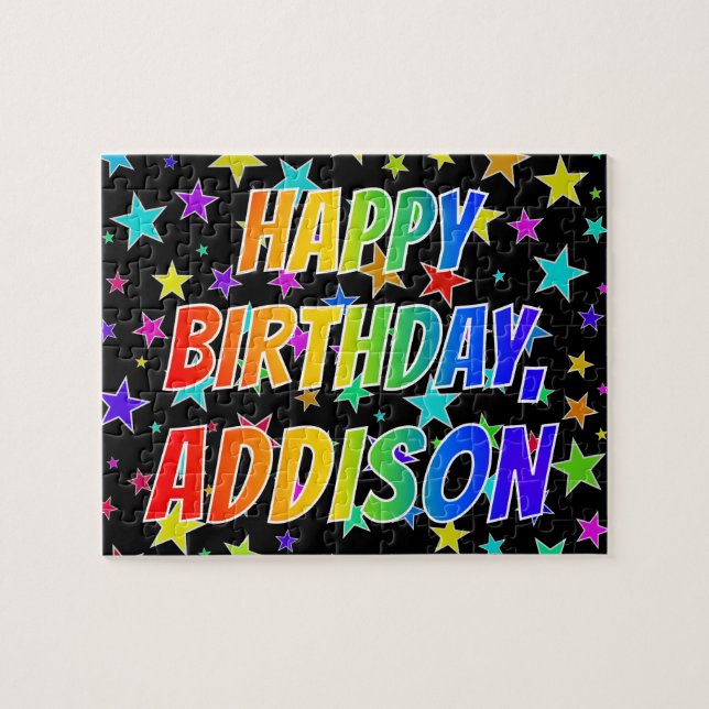 "ADDISON" First Name, Fun "HAPPY BIRTHDAY" Jigsaw Puzzle (Horizontal)