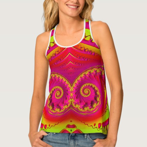 ADDISON  HOT  Pink Yellow Red 3D Multicolored  Tank Top