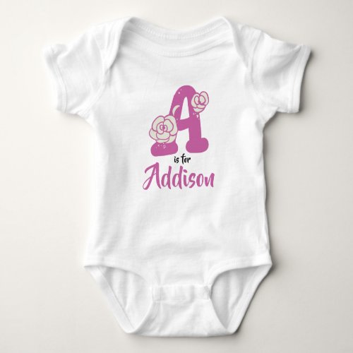 Addison Name Baby Outfit Letter A Romper Floral