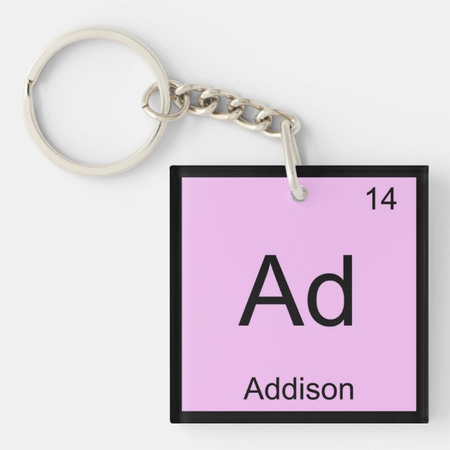 Addison Name Chemistry Element Periodic Table Keychain (Front)