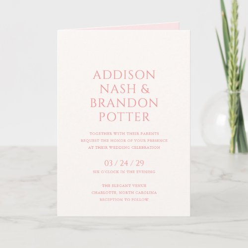 Addison Pink Classic Elegant Wedding Invitation