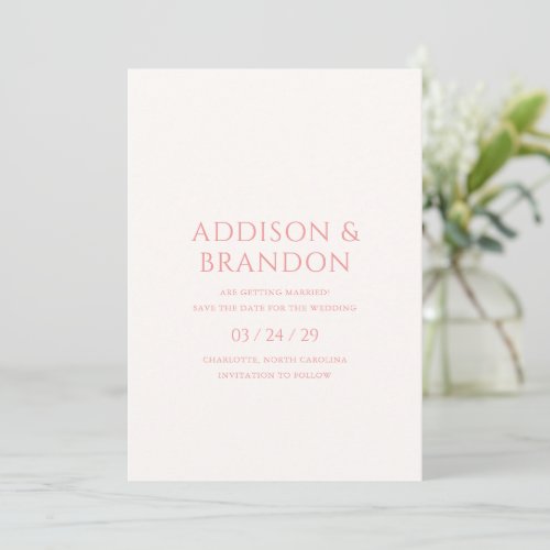 Addison Pink Classic Elegant Wedding Save The Date