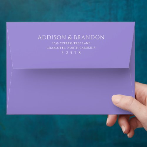 Addison Purple Classic Elegant Wedding Envelope