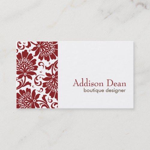 Addison Red Damask Chic Business Card