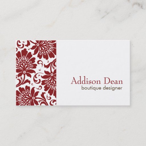 Customizable Addison Red Damask Chic Business Card