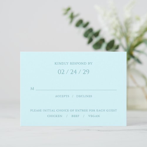 Addison Teal Green Classic Elegant Wedding RSVP Card