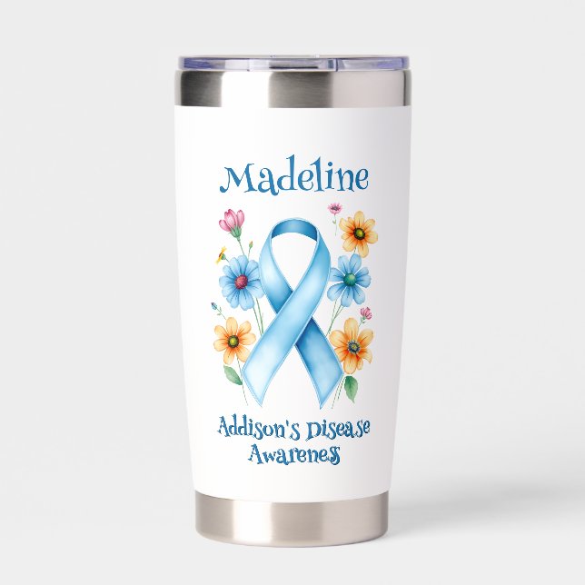 Addison's Disease Awareness | Blue Ribbon Insulated Tumbler (Front)