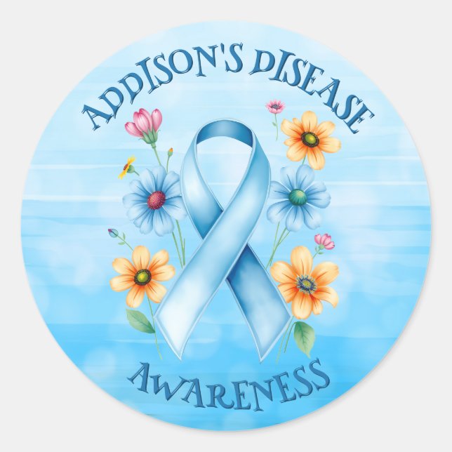  Addison's Disease Awareness Ribbon Classic Round Sticker (Front)
