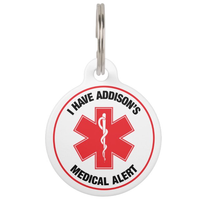 Addison's Disease Medical Alert  Pet ID Tag (Front)