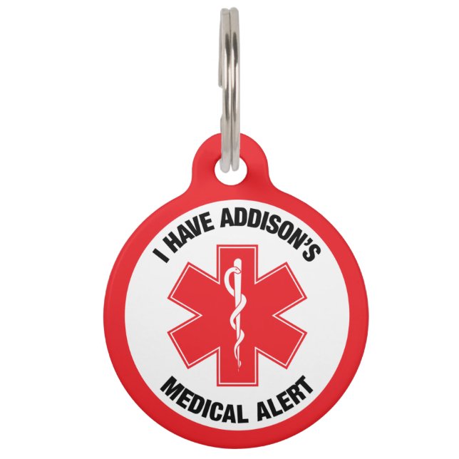 Addison's Disease Medical Alert  Pet ID Tag (Front)