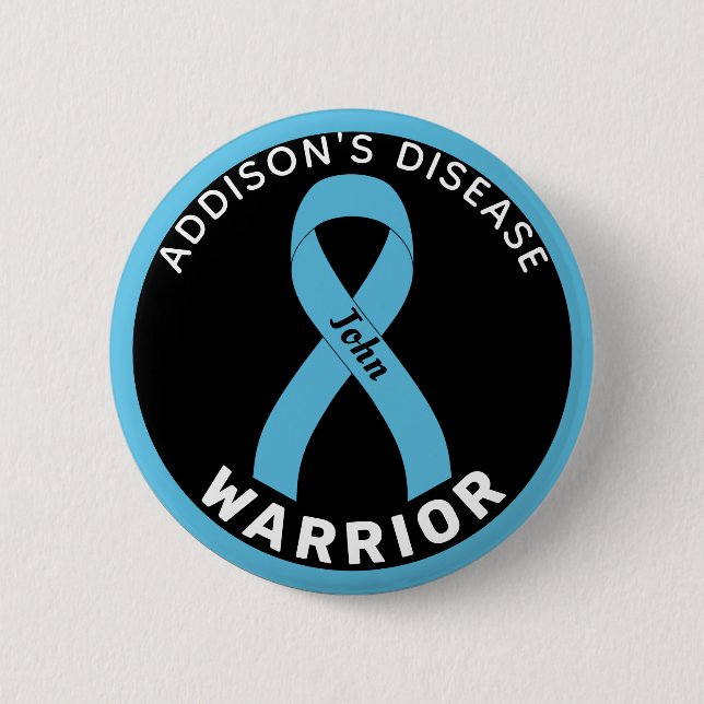 Addison's Disease Warrior Ribbon Black Button (Front)