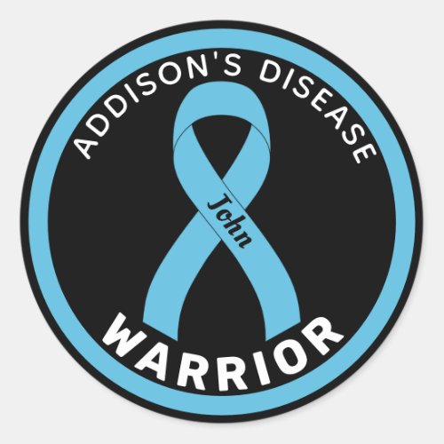 Addisons Disease Warrior Ribbon Black Classic Round Sticker