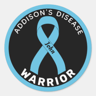 Addison's Disease Warrior Ribbon Black Classic Round Sticker