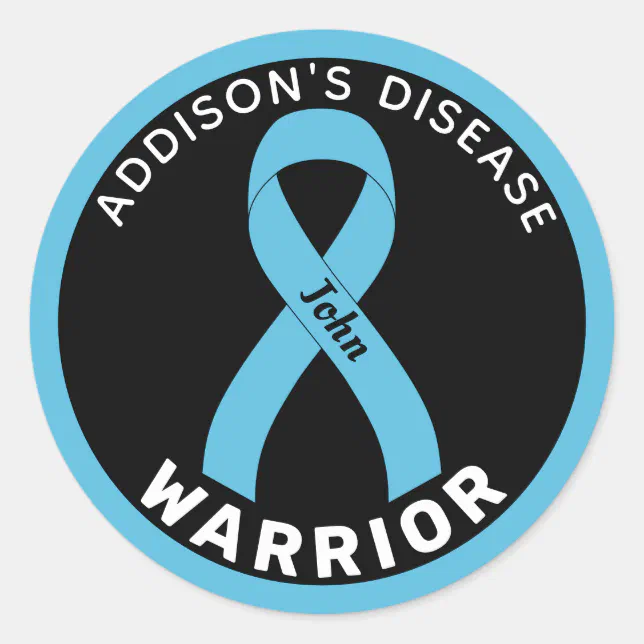 Addison's Disease Warrior Ribbon Black Classic Round Sticker | Zazzle