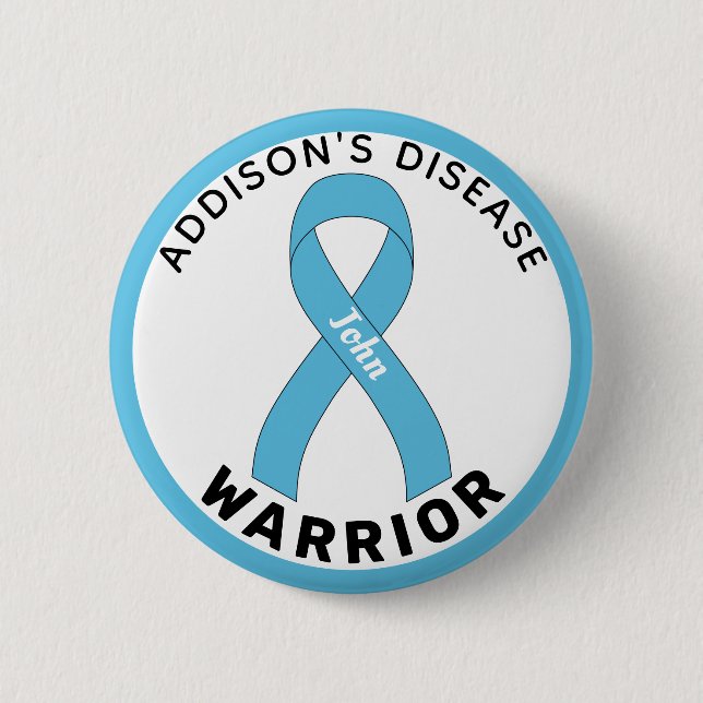 Addison's Disease Warrior Ribbon White Button (Front)