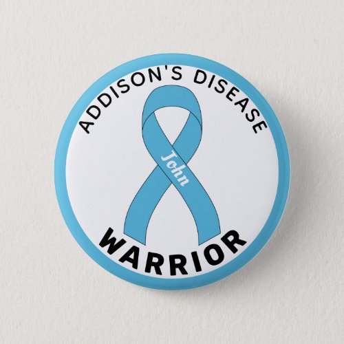 Addisons Disease Warrior Ribbon White Button