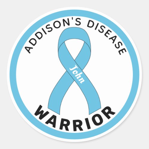Addisons Disease Warrior Ribbon White Classic Round Sticker