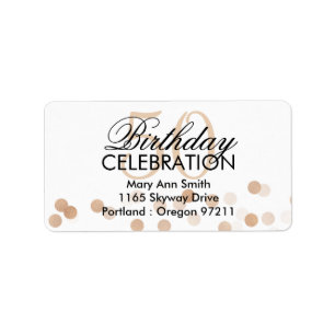 Address 50th Birthday Copper Foil Glitter Lights Label