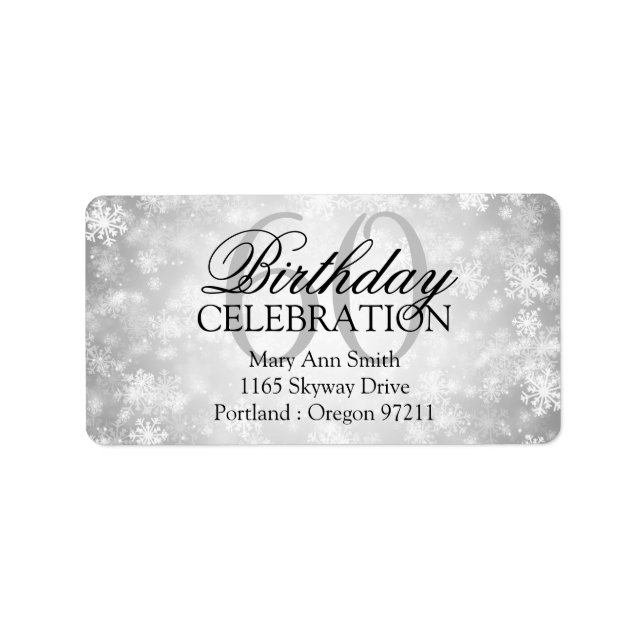 Address 60th Silver Winter Wonderland Label (Front)