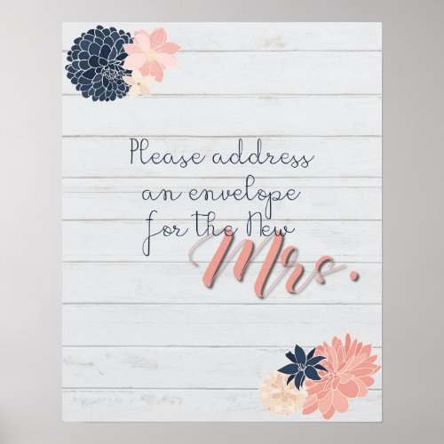 Address and Envelope Sign Blush and Navy Bridal