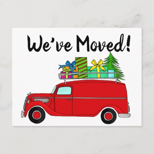 Address Announcement Classic Christmas Car Postcard