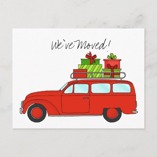 Address Announcement Classic Christmas Car Postcard