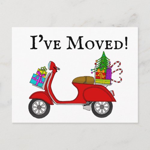 Address Announcement Classic Christmas Scooter Postcard