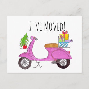 Address Announcement Classic Christmas Scooter Postcard