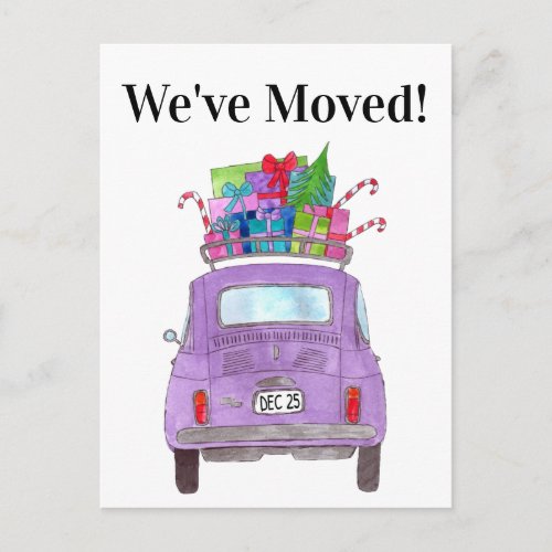 Address Announcement Fiat 500 Christmas Gifts Postcard