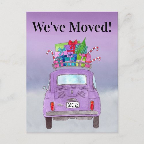 Address Announcement Fiat 500 Christmas Gifts Postcard