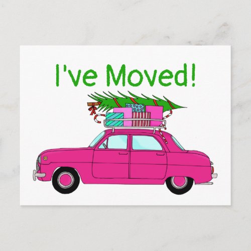 Address Announcement Purple Car Christmas Gifts Postcard