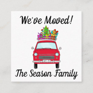 Address Announcement Red Car with Christmas Gifts