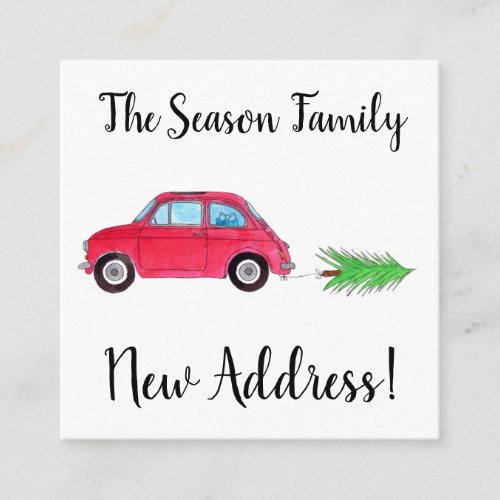 Address Announcement Red Fiat 500 Christmas tree