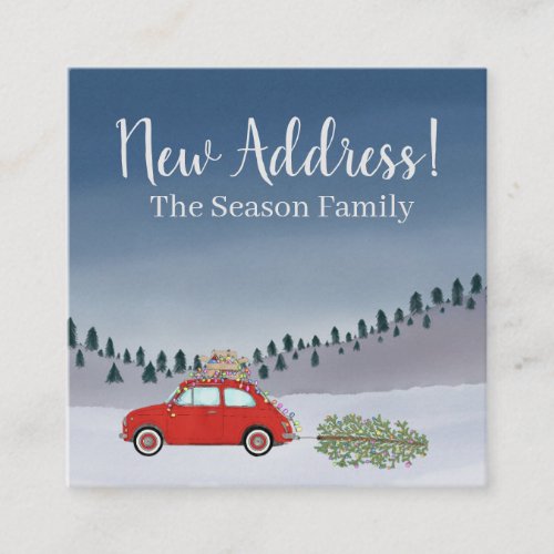 Address Announcement Red Fiat 500 Christmas tree
