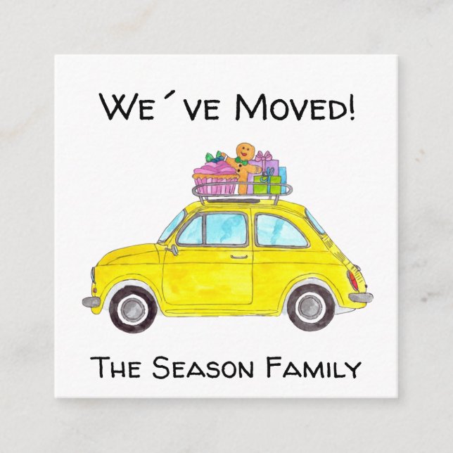 Address Announcement Retro Fiat 500 Christmas (Front)