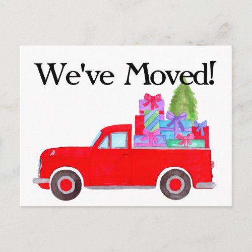 Address Announcement Retro Pickup truck christmas Postcard