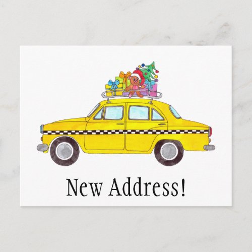 Address Announcement Yellow Taxi Christmas Gifts Postcard