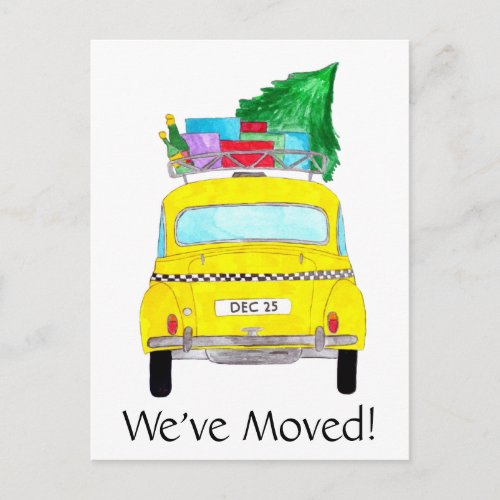 Address Announcement Yellow Taxi Christmas Gifts Postcard