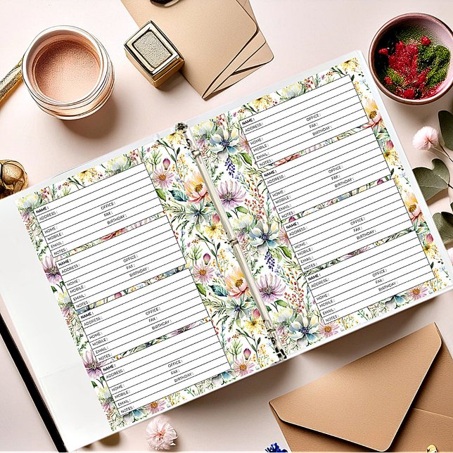 Address book page pastel floral pattern (Creator Uploaded)