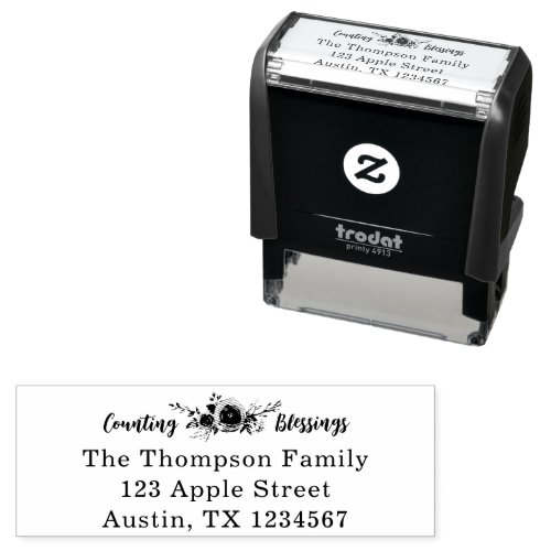 Address Counting Blessings Typography Self_inking Stamp