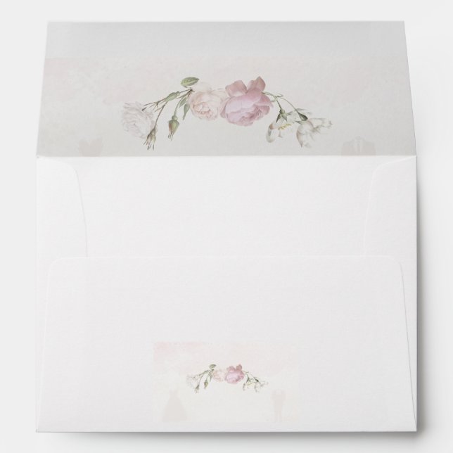 Address Envelope Soft Pink Roses Wedding (Back (Bottom))